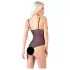 Cottelli - åben body med blonde og perler - sort - XL