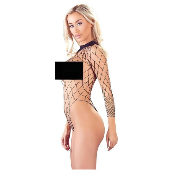 NO:XQSE - bodystocking med lange ærmer - net - sort (S-L)