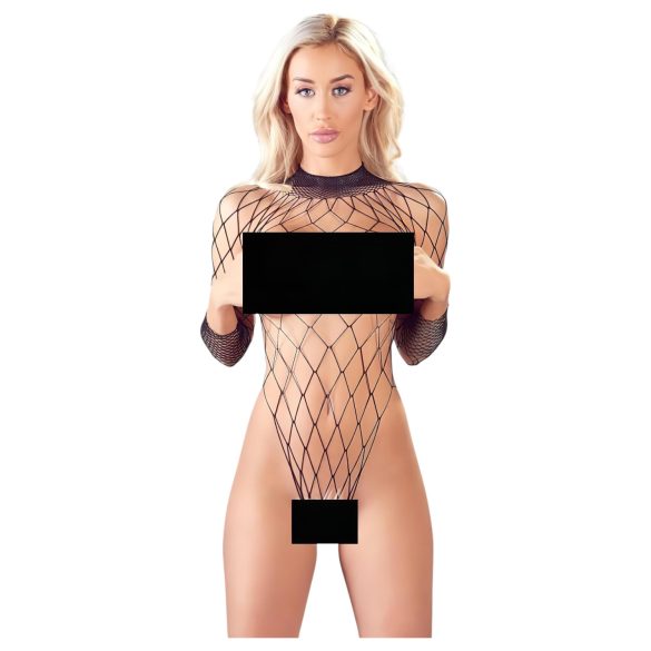 NO:XQSE - bodystocking med lange ærmer - net - sort (S-L)