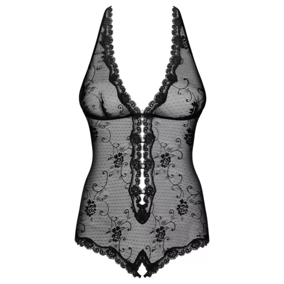 Obsessive Fiorenta - bodystocking med perler - åben - blonde - sort - L/XL