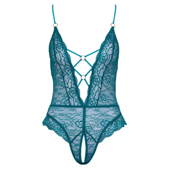 Cottelli - body med snøre - åben - blonde - grøn - M