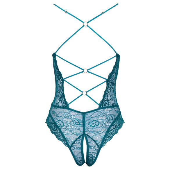 Cottelli - snøret blonder, åben body (grøn) - L