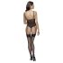 Cottelli - bodystocking med hofteholder - blondedetaljer - sort - M