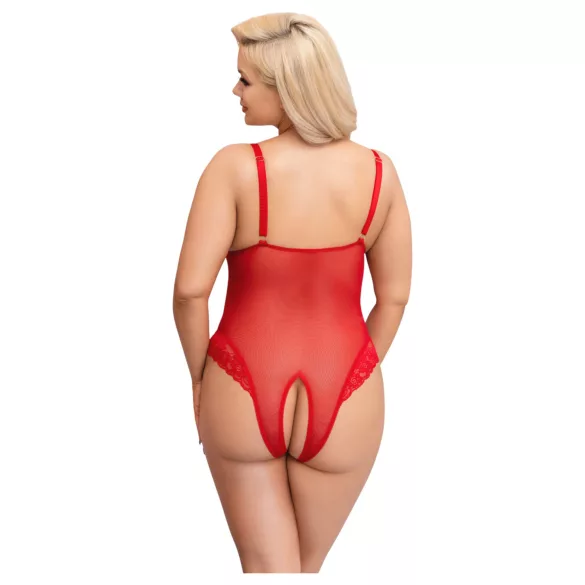Cottelli Curves - gennemsigtig blondebody (rød) - 2XL