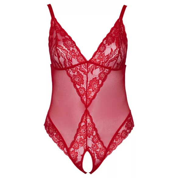 Cottelli Curves - gennemsigtig blondebody (rød) - 2XL