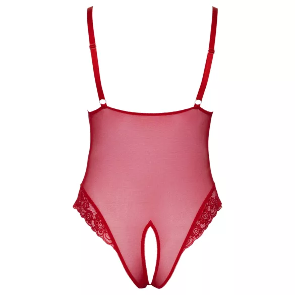 Cottelli Curves - gennemsigtig blondebody (rød) - 2XL