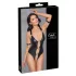 Cottelli Bondage - åben body med ringe - skinnende sort - M