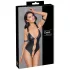 Cottelli Bondage - åben body med ringe - skinnende sort - XL