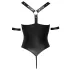 Cottelli Bondage - åben body med ringe - skinnende sort - XL
