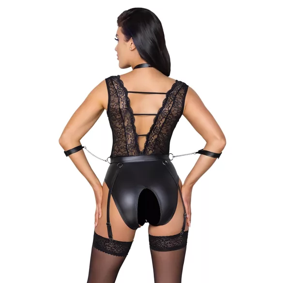 Cottelli Bondage - body med halsbånd - blonde - sort