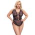Cottelli Curves Plus Size - gennemsigtig mønstret bodystocking - sort