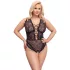 Cottelli Curves Plus Size - gennemsigtig mønstret bodystocking - sort