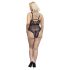 Cottelli Curves Plus Size - gennemsigtig mønstret bodystocking - sort - 90D/XL