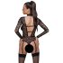 Cottelli - gennemsigtig stroppet bodystocking (sort) - L