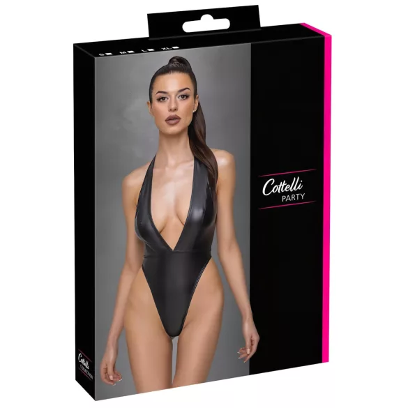 Cottelli Party - bodysuit med halsbånd - blank - sort - M