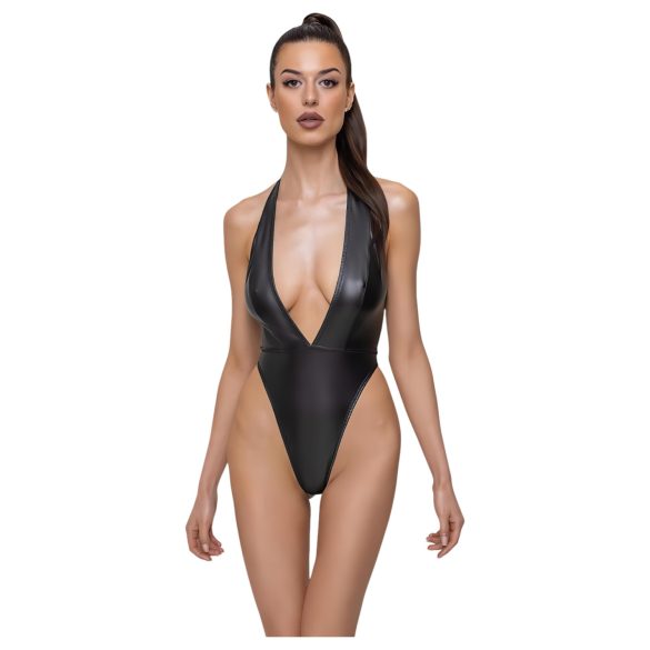 Cottelli Party - skinnende halterneck bodysuit (sort) - M