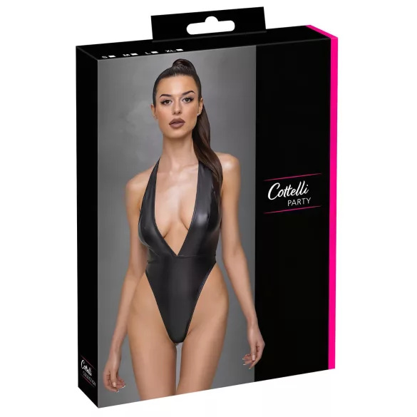 Cottelli Party - bodysuit med halsbånd - blank - sort - L