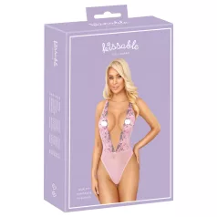 Kissable - body med blonder og broderi - pink - L/XL