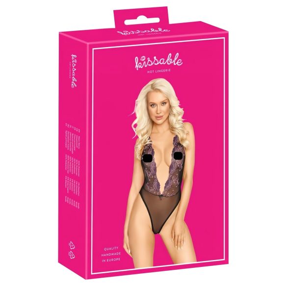 Kyssetiltrækkende - Sort body med pink broderi - L/XL