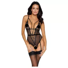   Cottelli - åben body med stropper og hofteholder - sort - XL