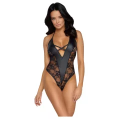   Cottelli Party - bodystocking med blomstermønster - sort - M