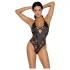 Cottelli Party - bodystocking med blomstermønster - sort - L