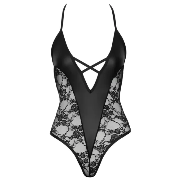Cottelli Party - bodystocking med blomstermønster - sort - L