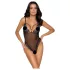 Cottelli - åben blondebody med broderi - sort/lilla - XL