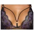 Cottelli - åben blondebody med broderi - sort/lilla - XL