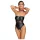 Cottelli Bondage - skinnende bodystocking + arm- og halsfiksering (sort)