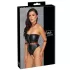 Cottelli Bondage - skinnende bodystocking + arm- og halsfiksering (sort)