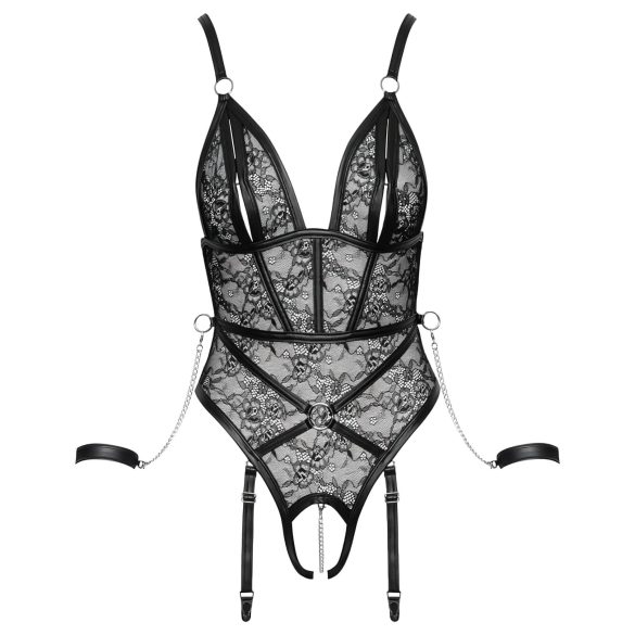 Cottelli Bondage - åben body med håndjern - sort