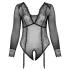 Cottelli Kurver - gennemsigtigt bodystocking (sort)