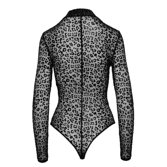 Noir - leopardmønstret langærmet body (sort)