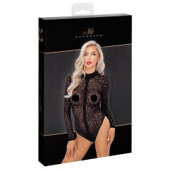 Noir - leopardmønstret langærmet body (sort) - M