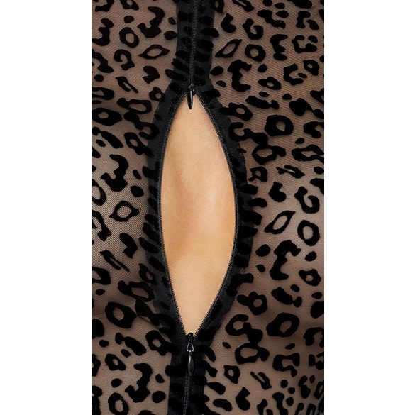 Noir - leopardmønstret langærmet body (sort) - M