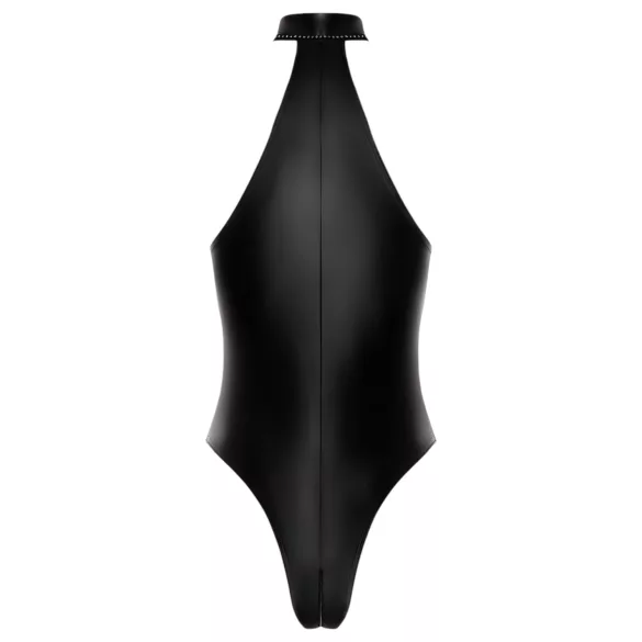 Noir - skinnende halterneck bodysuit (sort) - M
