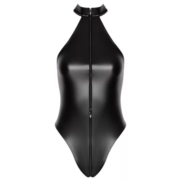 Noir - skinnende halterneck bodysuit (sort) - L