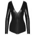 Noir - bodystocking med lange ærmer - blank - sort