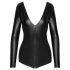 Noir - skinnende langærmet bodystocking (sort) - L