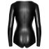 Noir - skinnende langærmet bodystocking (sort) - L