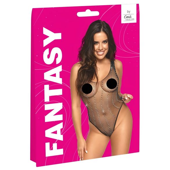Cottelli - netbody med rhinsten - sort - S-L