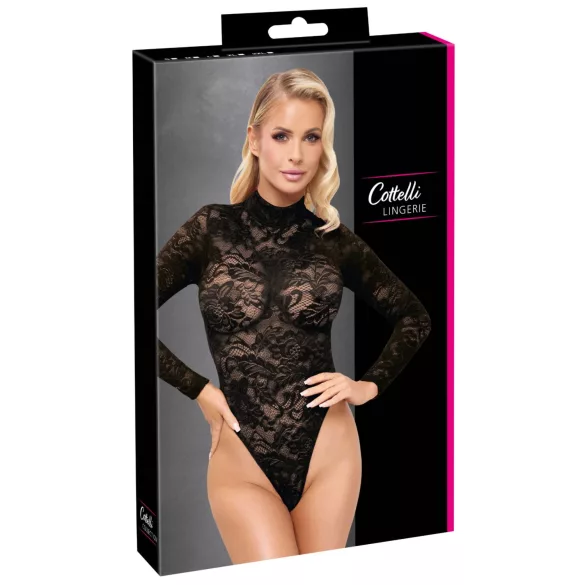 Cottelli - langærmet blondebody (sort) - S