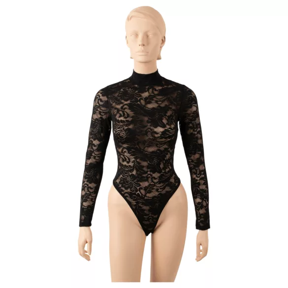 Cottelli - langærmet blondebody (sort) - S - M
