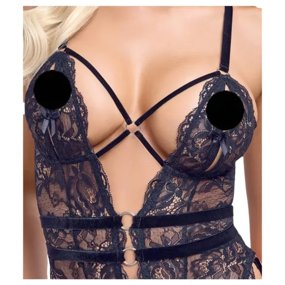Cottelli - åben seksuel body med stropper - sort - L