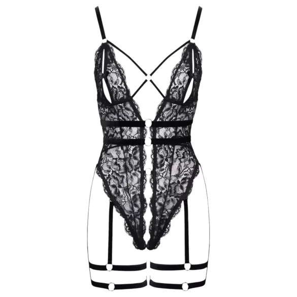 Cottelli - åben seksuel body med stropper - sort - L