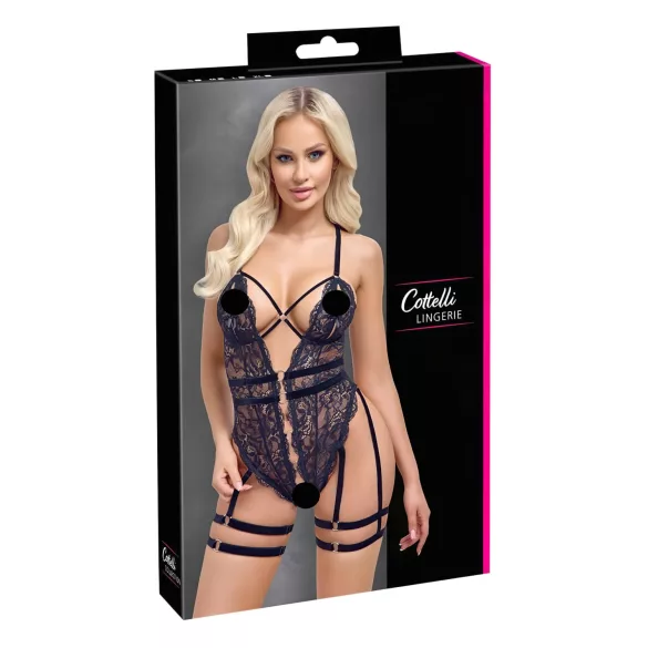Cottelli - åben seksuel body med stropper - sort - L