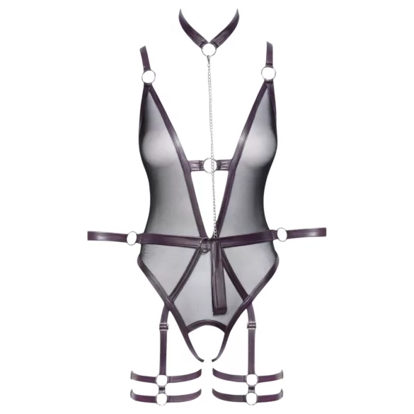 Cottelli Bondage - åben body og håndledsmanchetter (sort) - M
