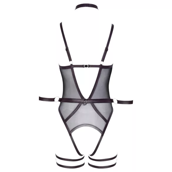 Cottelli Bondage - åben body og håndledsmanchetter (sort) - L
