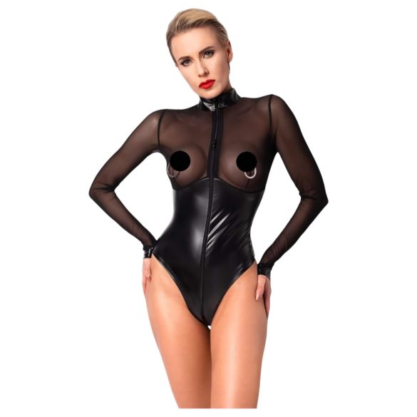 Noir - bodystocking - gennemsigtige paneler - sort - XL